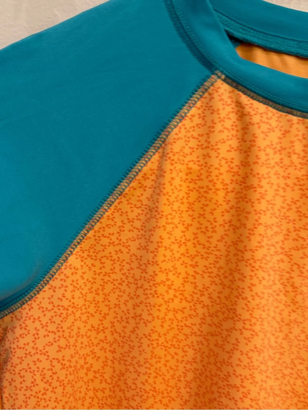 Columbia Teal & Orange Long Sleeve Shirt swim shirt medium 10/12 summer beach